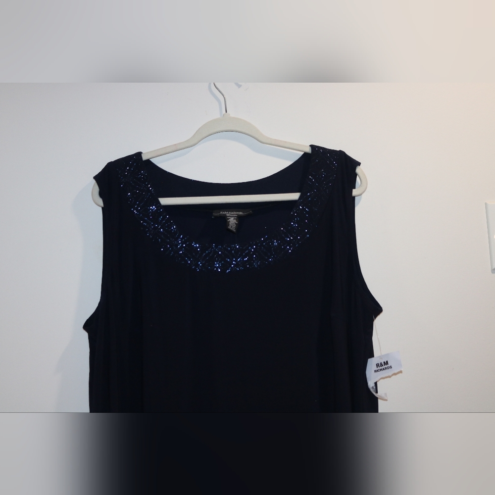 R&M Richards Dress, Navy, Plus Size 1X - Picture 3 of 9